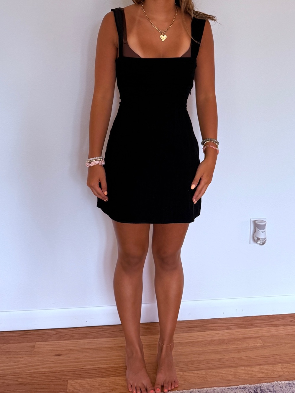 Beginning Boutique Black Square Neck Mini Dress